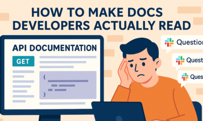 Image of a frustrated man looking at documentation
